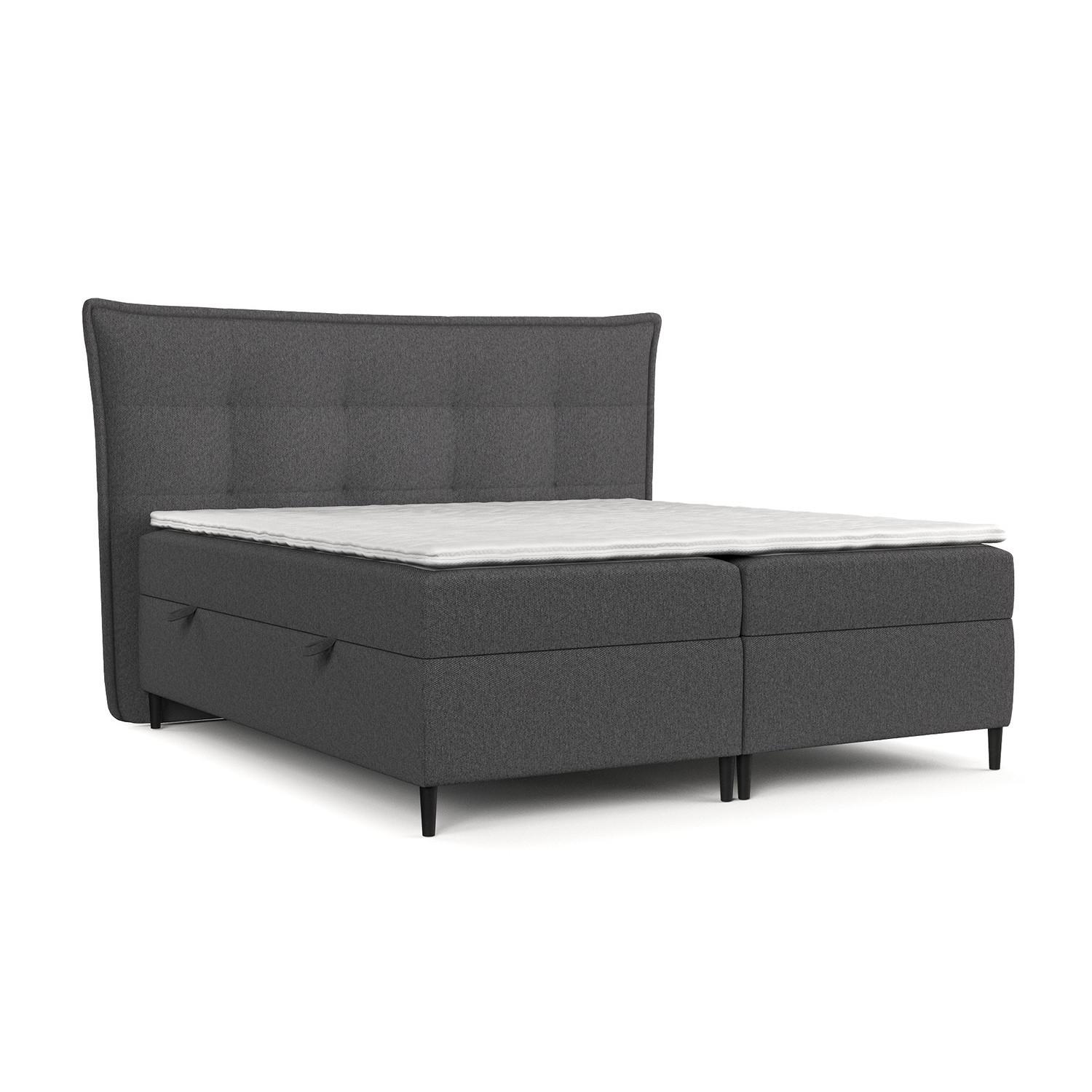 BOXBETT Las Palmas 140/200 cm Anthrazit im Megan Stoff - Anthrazit/Schwarz, Holz/Holzwerkstoff (140/200cm) - AltaBeds