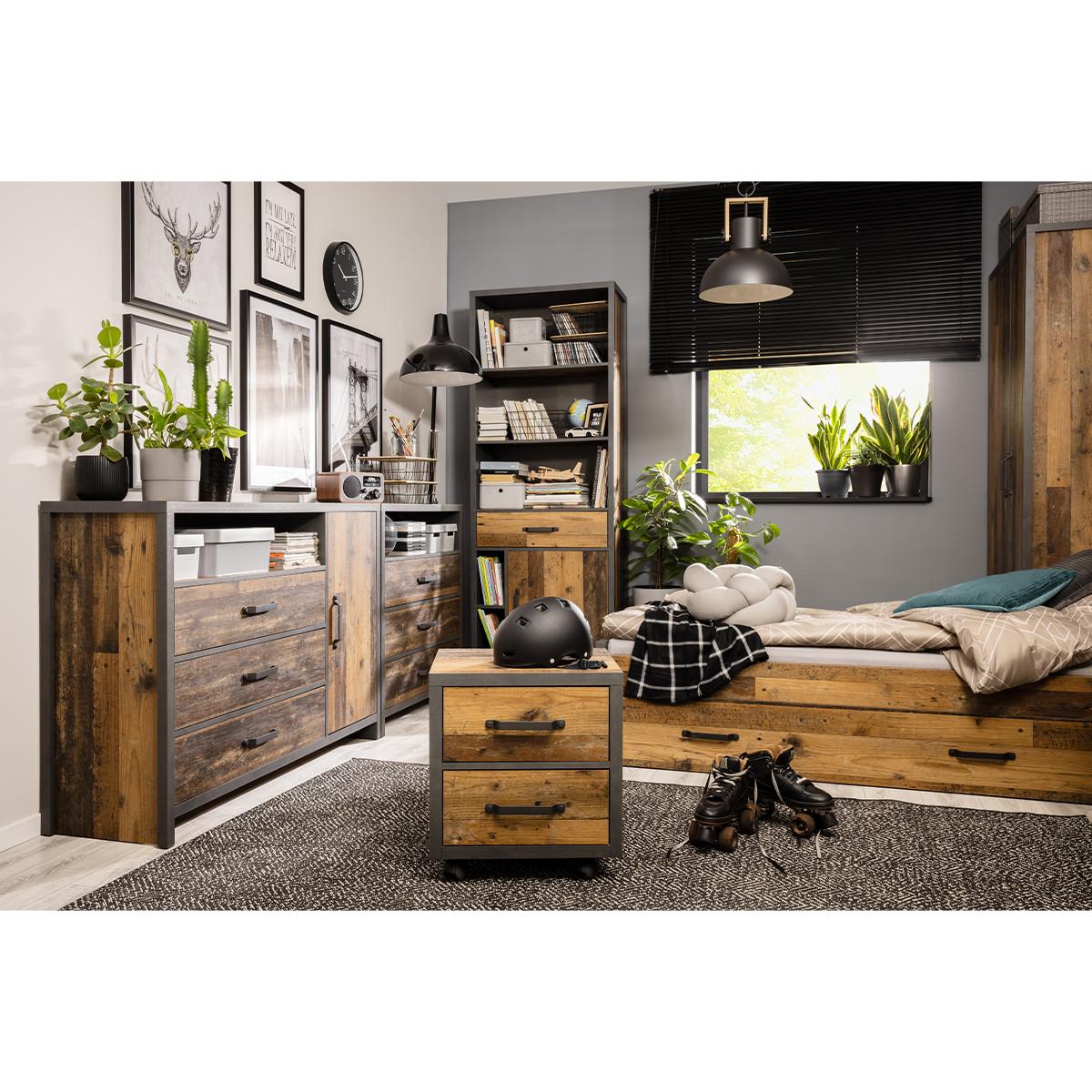 BETT 90/200 Paul Holz und Grau - Grau, Holzwerkstoff (90/200cm) - Petits-meubles