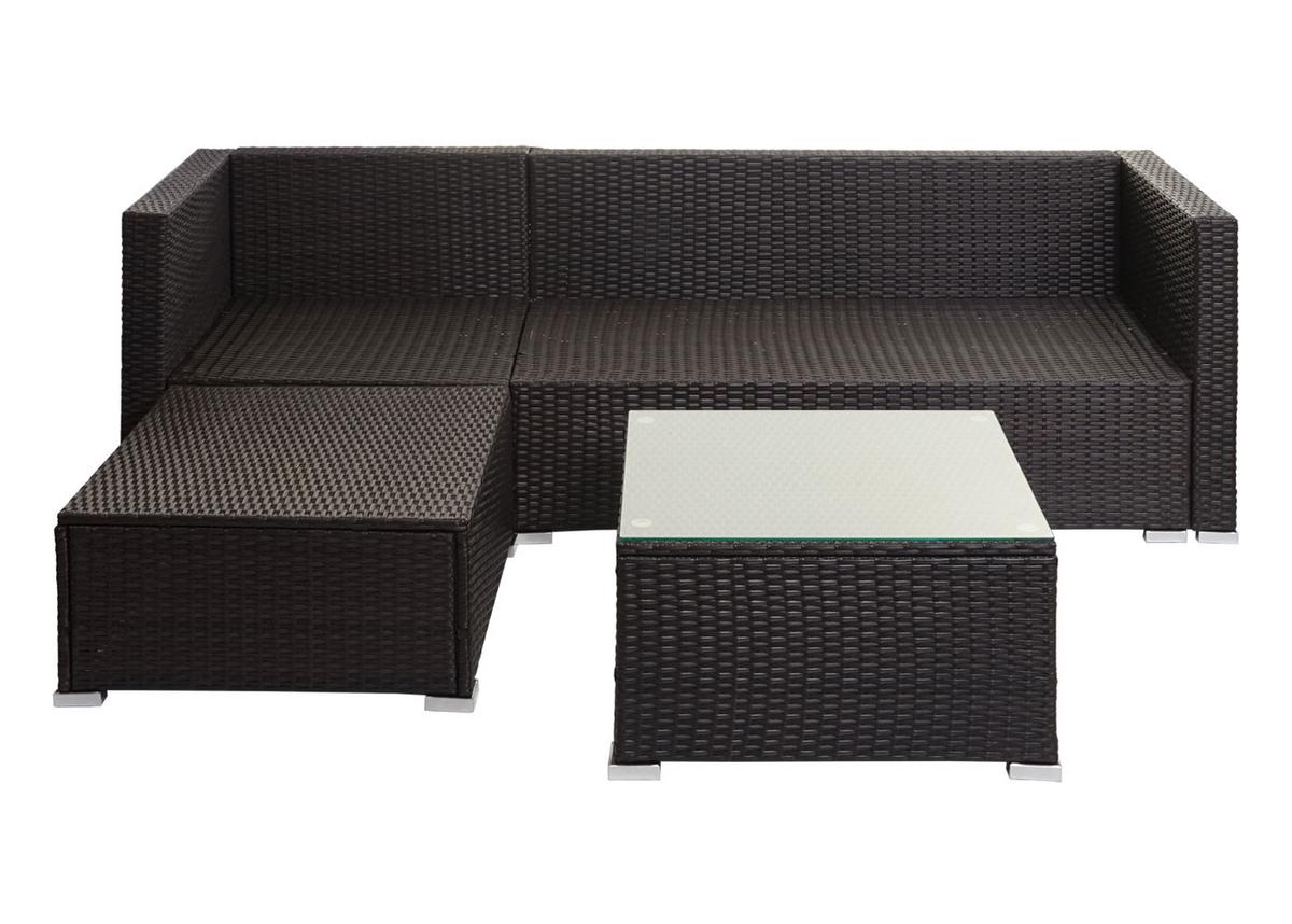 POLY-RATTAN GARNITUR Braun, Grau - Braun/Grau, Kunststoff - MCW