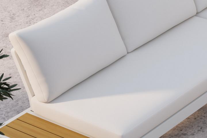 Loungegarnitur Gestell Creme aluminium Kissen creme abstellflächen quick dry foam Olefin Ablageflächen