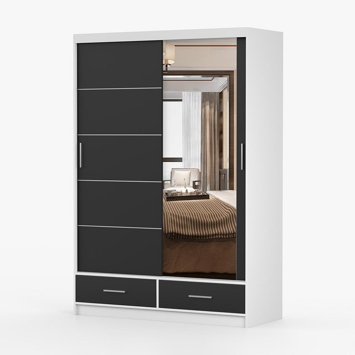 KLEIDERSCHRANK Florence 150 cm, 150/218/61, 2-türig, schwarz - Schwarz, Holzwerkstoff (150/218/61cm) - imoebel24
