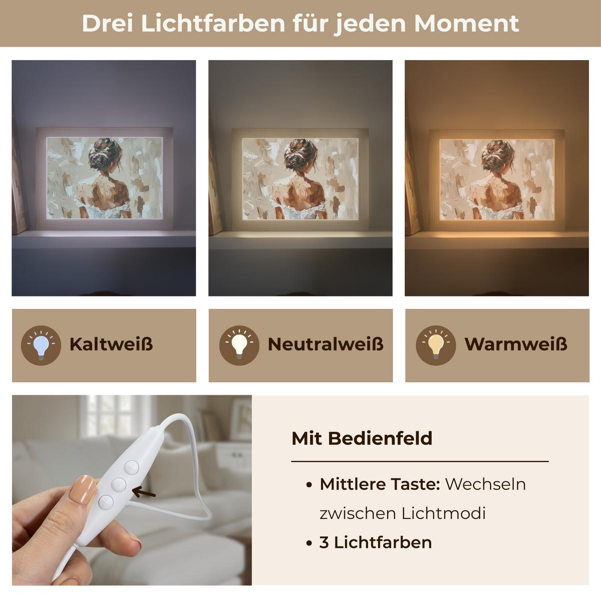 WANDLEUCHTE Frau - Farbe - Abstrakt - Beige - Modern 20x15 cm - Hellbraun, Holzwerkstoff (20/15/8cm) - OnlyWow
