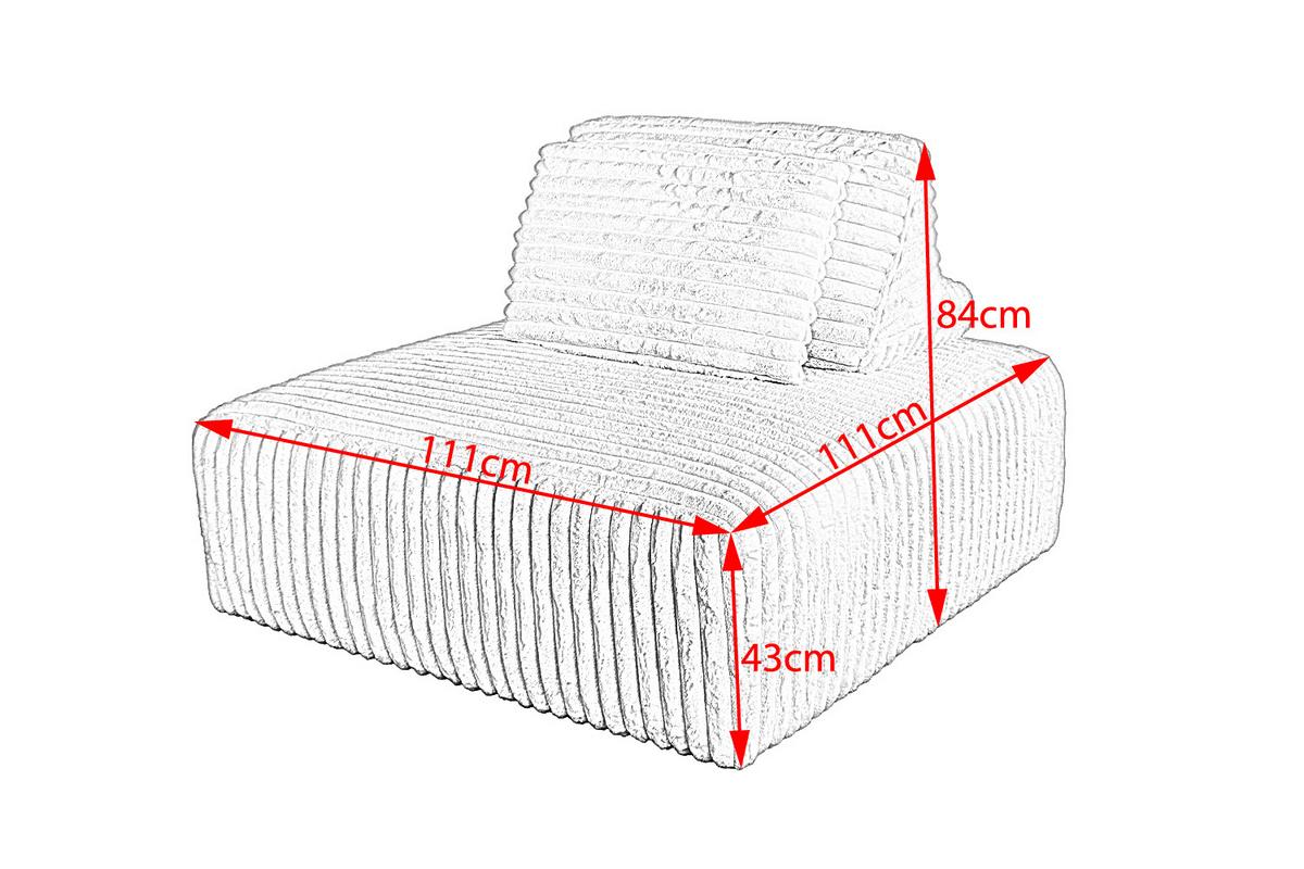 HOCKER MIT RÜCKENKISSEN WIOLO SOFT Grau Cord - Schwarz/Grau, Kunststoff/Textil (111/84/111cm) - KAWOLA