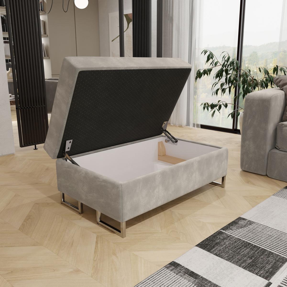 POLSTERHOCKER BARLET Creme 100x60 cm - Creme, Textil (100/41/60cm) - MASSENO