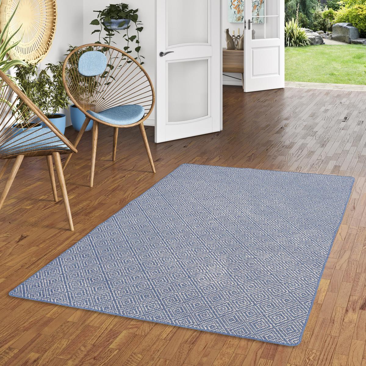 IN- UND OUTDOOR TEPPICH BEIDSEITIG NEWPORT MODERN - Blau, Textil (160/240cm) - Snapstyle