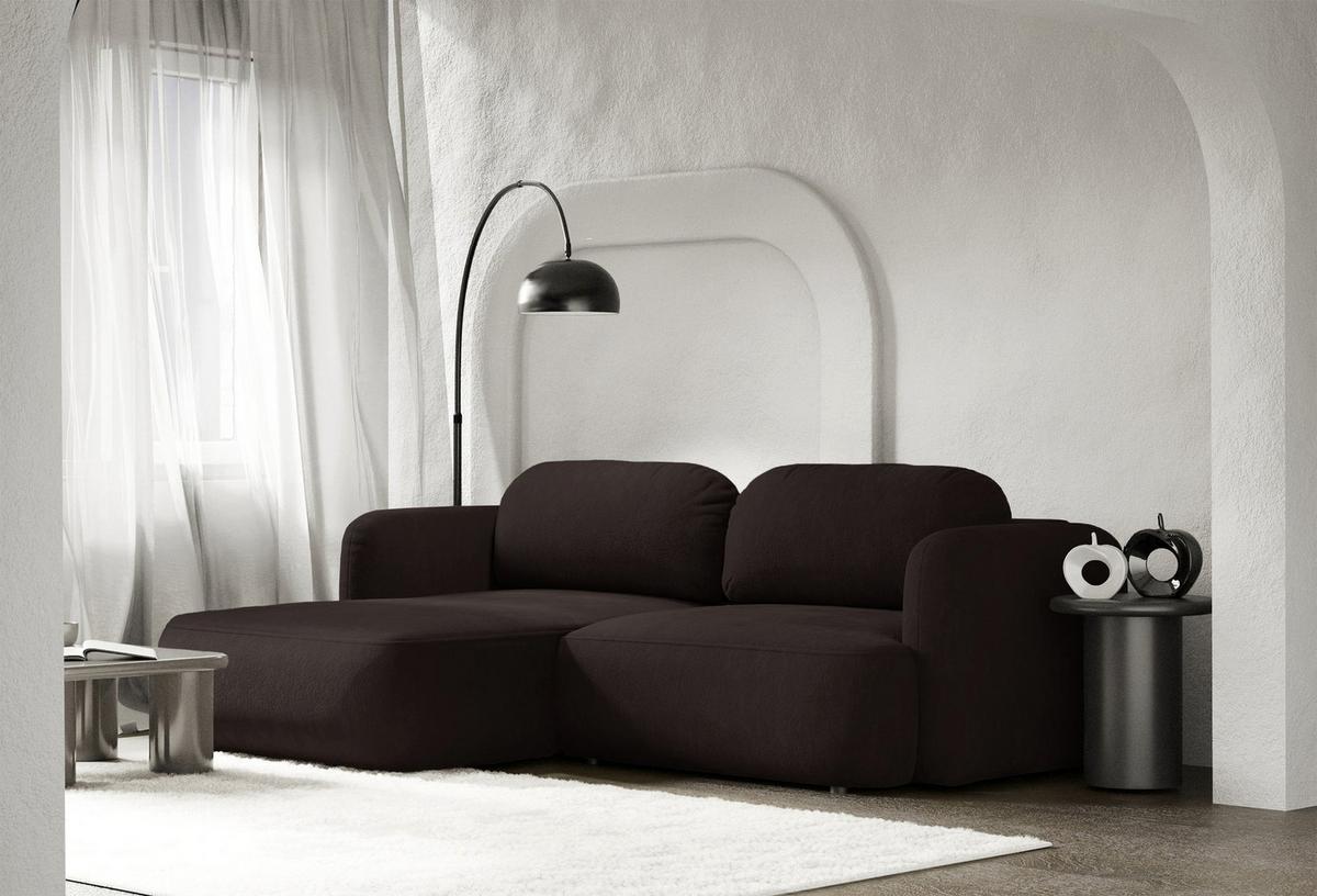 ECKSOFA Tvoya braunes Chenille - Schwarz/Braun, Kunststoff/Textil (267/175cm) - Selsey
