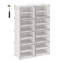SCHUHSCHRANK 8 Klappen Weiß – B122 cm - Weiß, Metall (33/122/44cm) - Calicosy