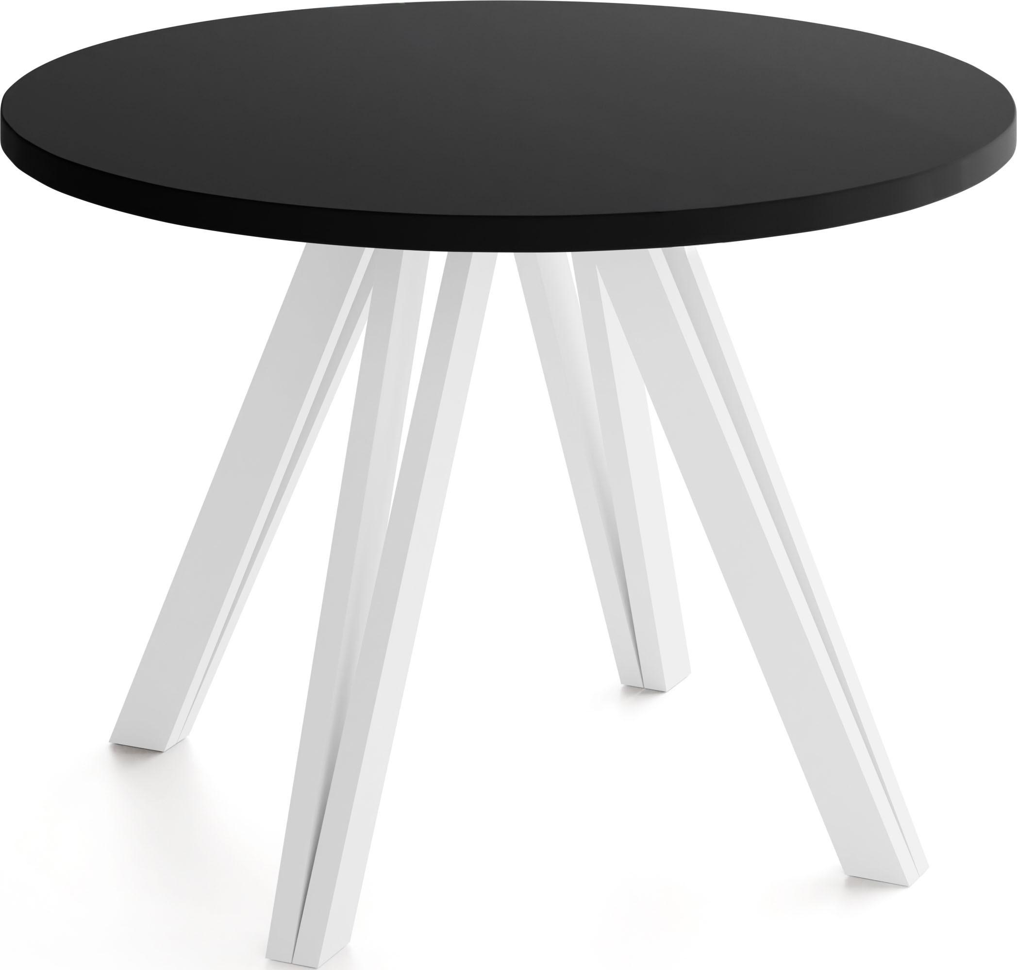 ESSTISCH Ravero runder ausziehbarer, Schwarz 100/100/77 cm - Schwarz/Weiß, Holz/Holzwerkstoff (100/100/76.5cm) - WFL GROUP