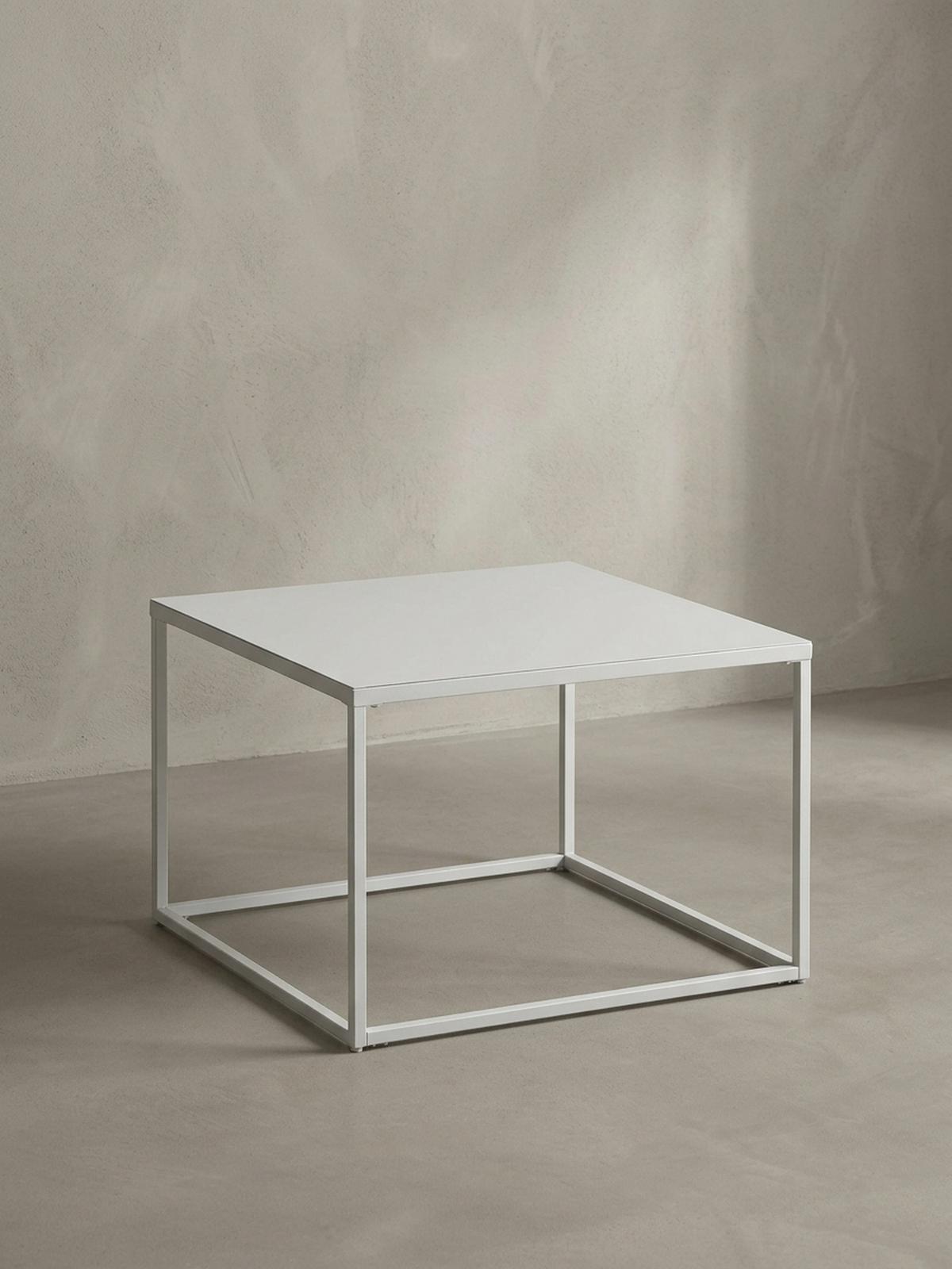 COUCHTISCH Weiß Metall Industrial 60x60x40 cm, Quadratisch - Weiß, Metall (60/60/40cm) - KADIMA DESIGN