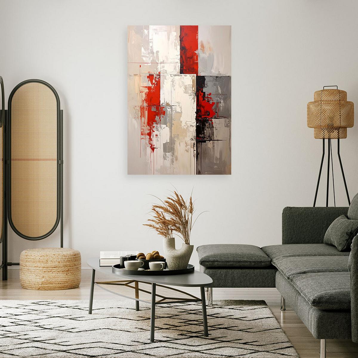 WANDBILD, Rot Beige Abstrakt - Rot, Textil (60/90cm) - Feeby