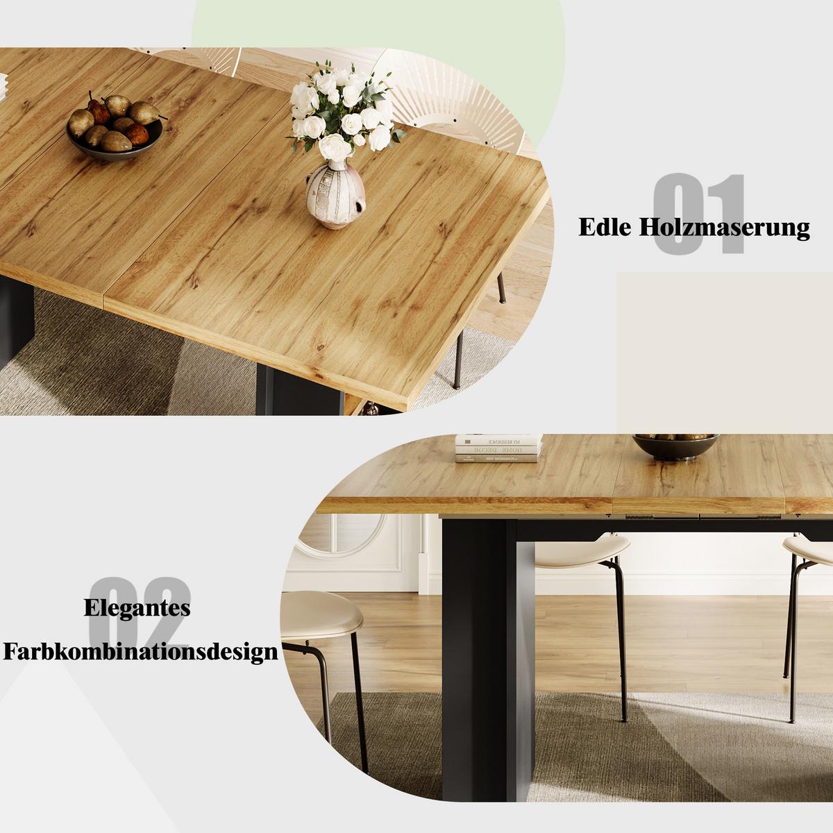 ESSTISCH ausziehbar (120-160 cm) in holzoptik anthrazit - Naturfarben, Holzwerkstoff (80/160/75cm) - Urban Meuble