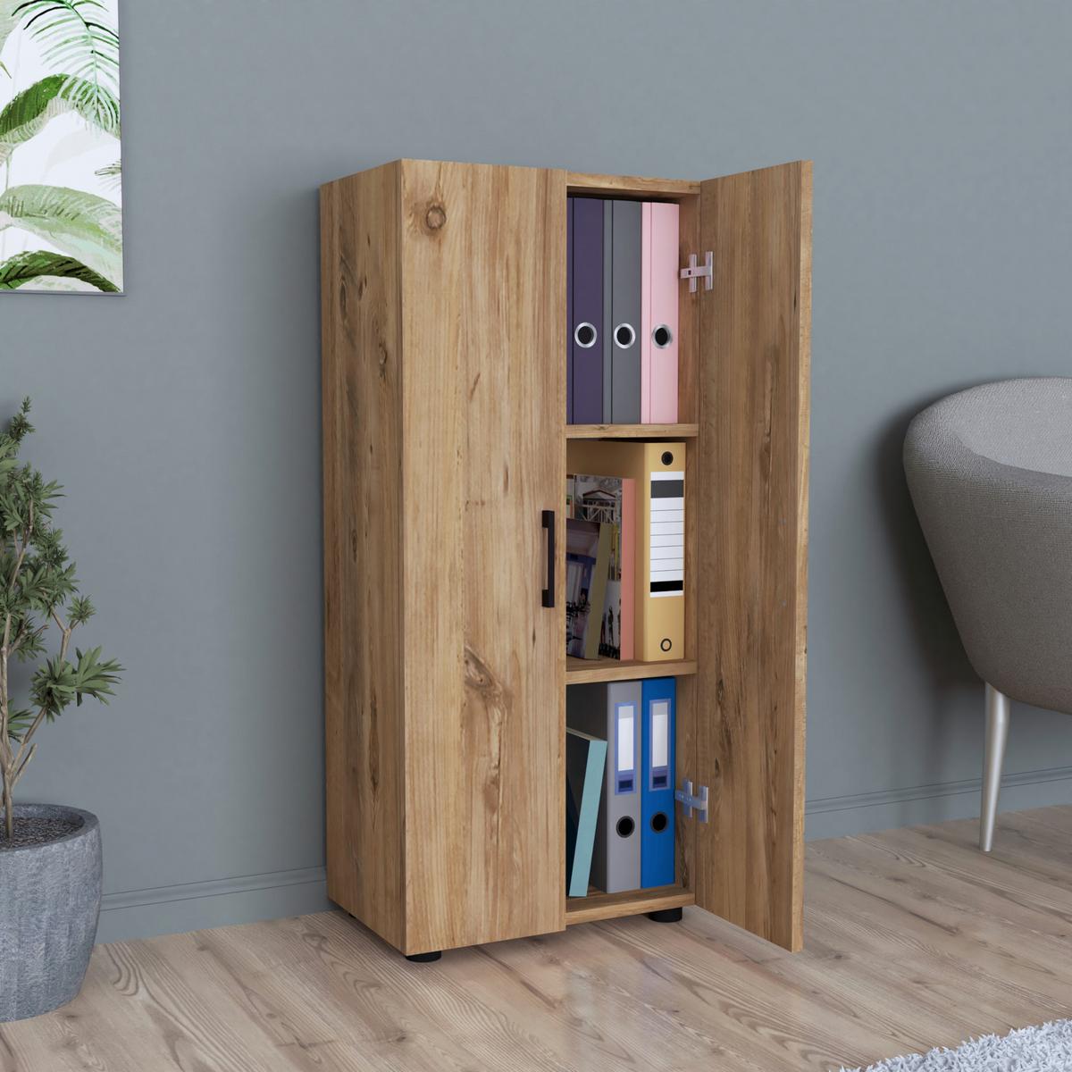 MEHRZWECKSCHRANK Åsnes - Eichefarben, Holzwerkstoff (49/108/32cm) - [en.casa]