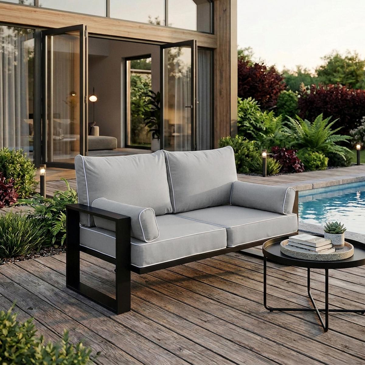 LOUNGESOFA 2-Sitzer Verdino mit Metallrahmen 150 cm Hellgrau - Hellgrau, Metall (150/90/87cm) - Beautysofa