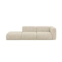 SOFA Ottomane Rechts MIRA-S3 296x89x70 Creme Velours - Creme/Schwarz, Holzwerkstoff/Kunststoff (296/70/89cm) - ALTDECOR