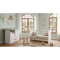 BABYZIMMER-SET 2-tlg.: Babybett & Wickelkommode, Weiß mit Eiche Dekor / 22811 - Eichefarben/Weiß, Holzwerkstoff (76/82/143cm) - luma-home