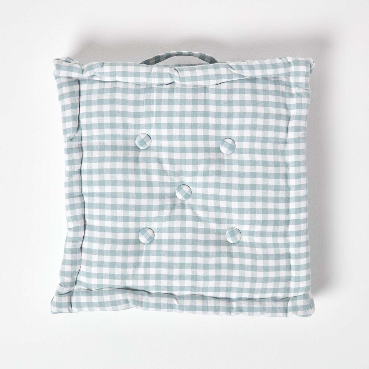 SITZKISSEN blau kariert 50/50/10 cm – Bodenkissen Vichy-Karo - Blau, Textil (50/50/10cm) - Homescapes