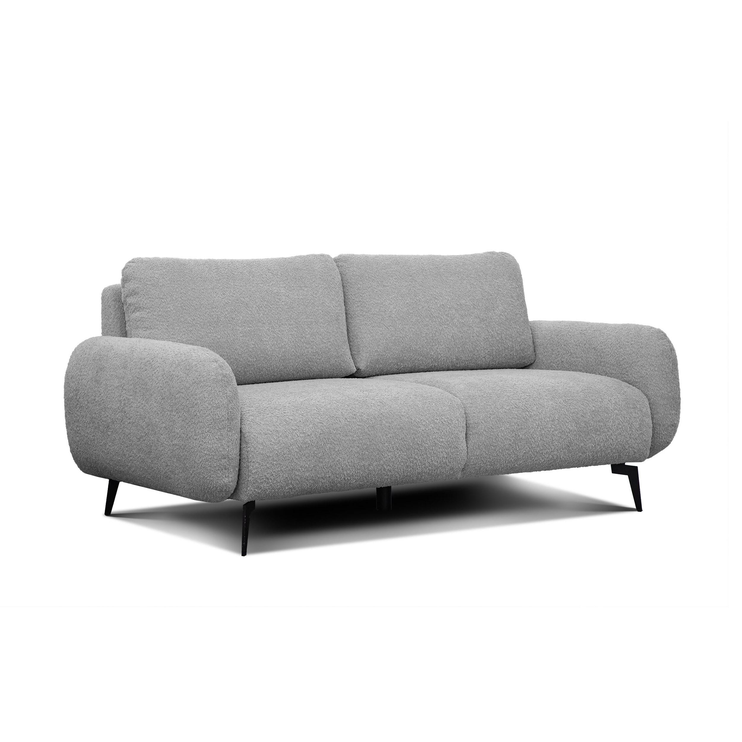 SOFA FEBE 3-Sitzer, hellgrau - Hellgrau/Schwarz, Holz/Textil (190/82/96cm) - Wozimo