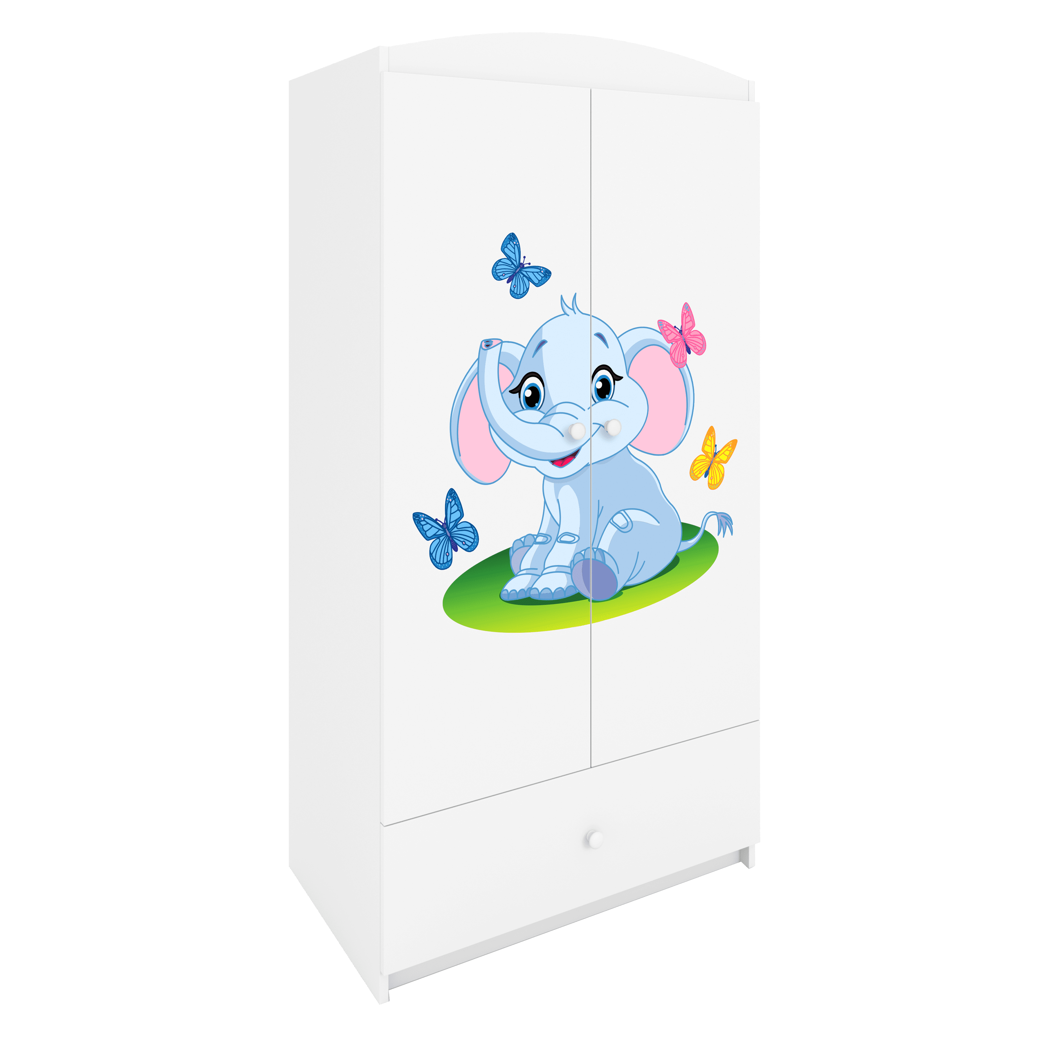 KINDERKLEIDERSCHRANK Elefant - Weiß, Holzwerkstoff (90/175/52cm) - RAUMHIRSCH FURNITURE