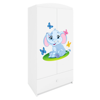 KINDERKLEIDERSCHRANK Elefant - Weiß, Holzwerkstoff (90/175/52cm) - RAUMHIRSCH FURNITURE