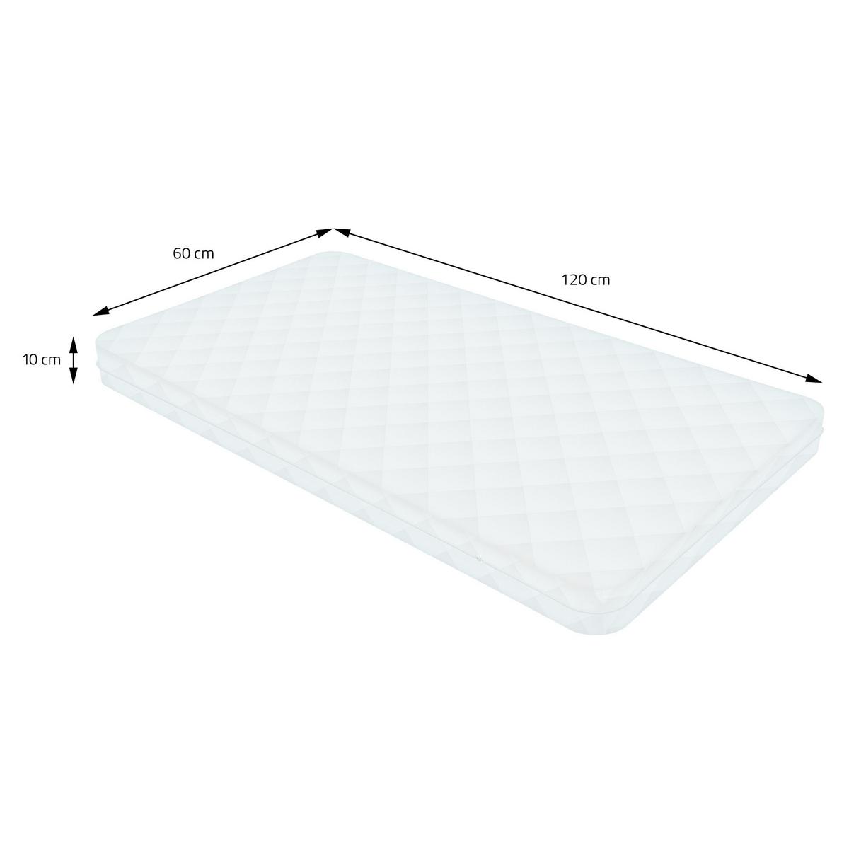MATRATZE 60x120x10 cm Schadstoffgeprüft Öko-Tex 100 Zertifiziert - Weiß, Textil (60/120cm) - ML-DESIGN