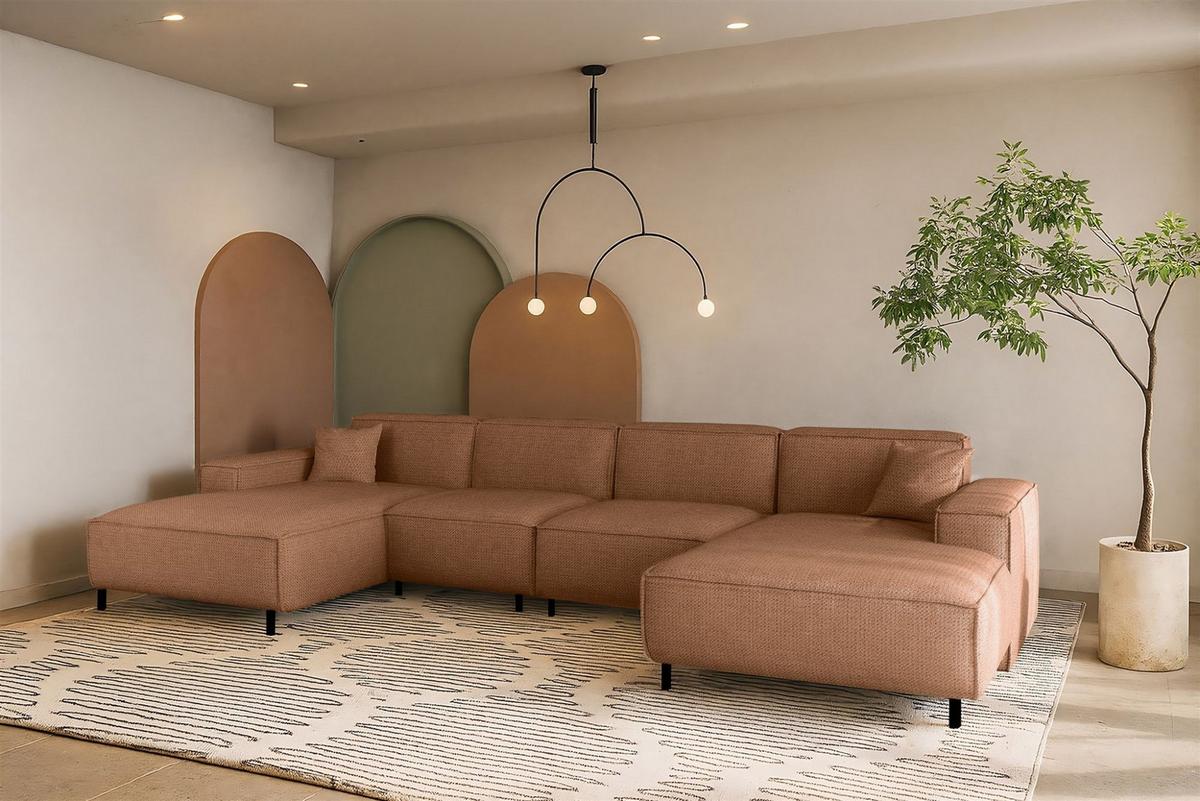 WOHNLANDSCHAFT Gloria In Artico - Braun, Holzwerkstoff/Textil (378/73/165cm) - Fun Möbel