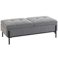 SITZTRUHE Leinenstoff-Grau-Metall - Schwarz/Grau, Textil/Metall (50/44/117cm) - HOMCOM