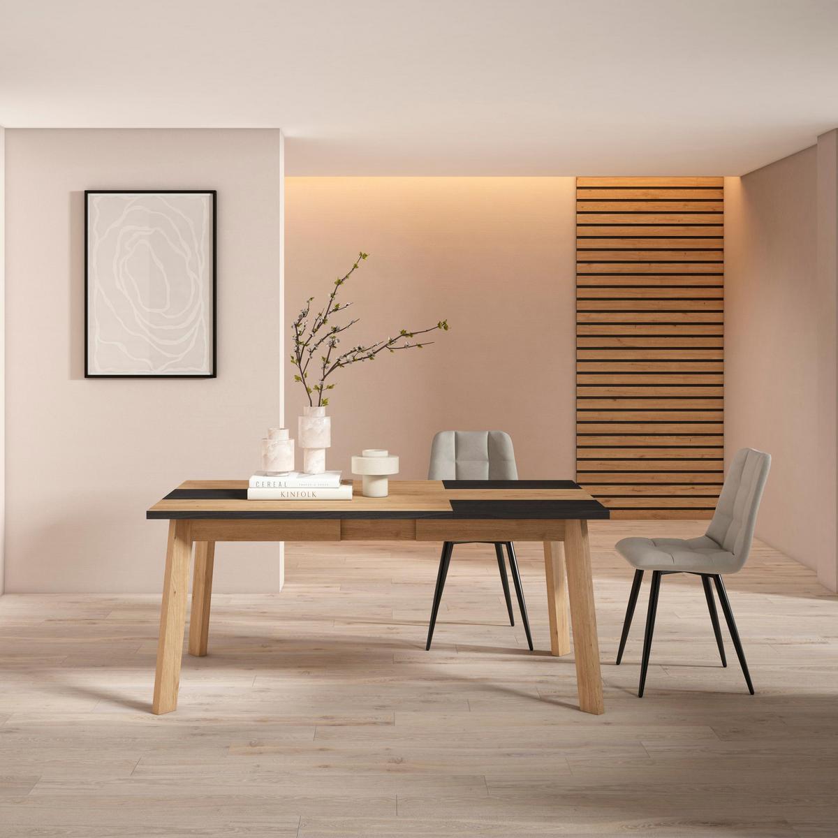 ESSTISCH für 8 Gäste, eiche, schwarz, 167/90/75cm - Eichefarben/Schwarz, Holzwerkstoff (90/167/75cm) - Skraut Home