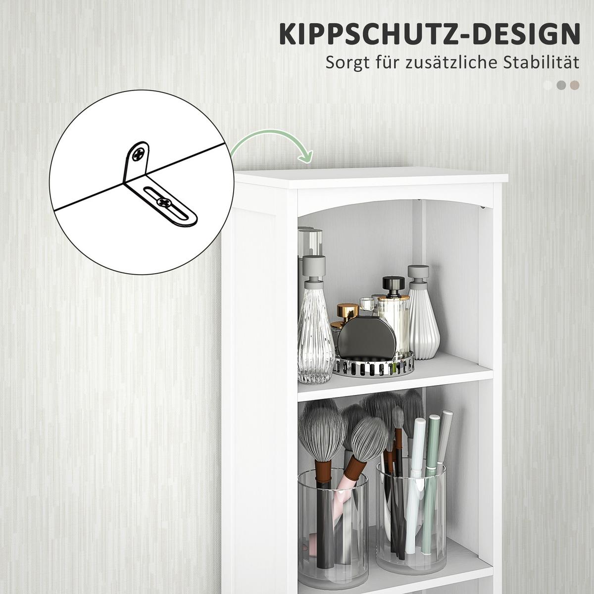 HOCHSCHRANK mit 3 Regalen, 1 Schublade, Weiß, 34x24x170,5cm - Weiß, Holz (24/170.5/34cm) - HOMCOM