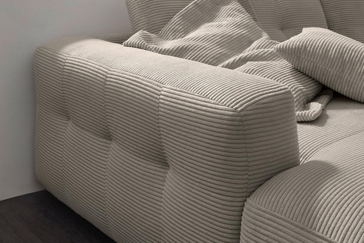 ECKSOFA MIKA Steingrau Cord - Schwarz/Grau, Kunststoff/Textil (276/167cm) - KAWOLA