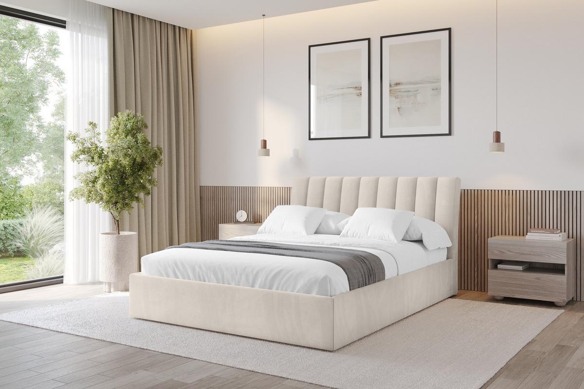 POLSTERBETT mit Bettkasten und Lattenrost, Bett mit Matratze H3/H4 - ILAN 180x200 Beige - Greige, Holzwerkstoff/Textil (180/200cm) - ALTDECOR