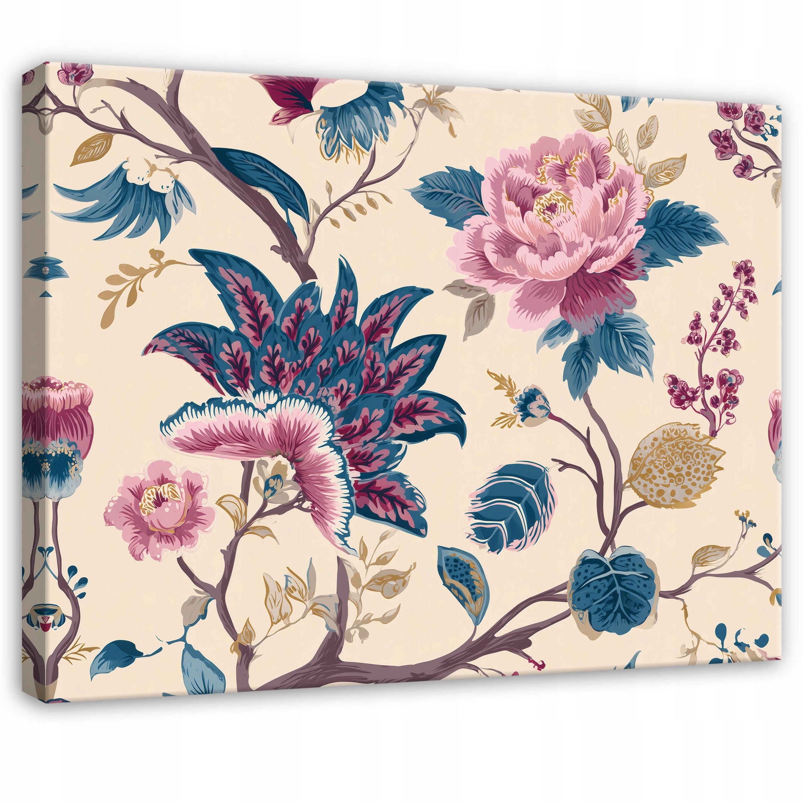 LEINWANDBILD Blätter Vintage Lila 100x70 cm - Multicolor, Holzwerkstoff (100/70cm) - Wallarena
