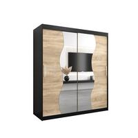 SCHWEBETÜRENSCHRANK 200/180/62 2-türig - Silberfarben/Schwarz, Holz/Kunststoff (180/200/62cm) - MÖBEL KRYSPOL