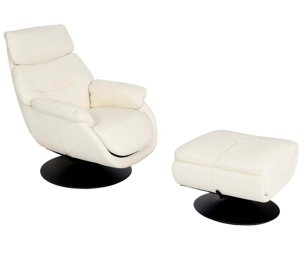 RELAXSESSEL MIT HOCKER Cremeweiß - Creme/Weiß, Textil (78/99/80cm) - MCW