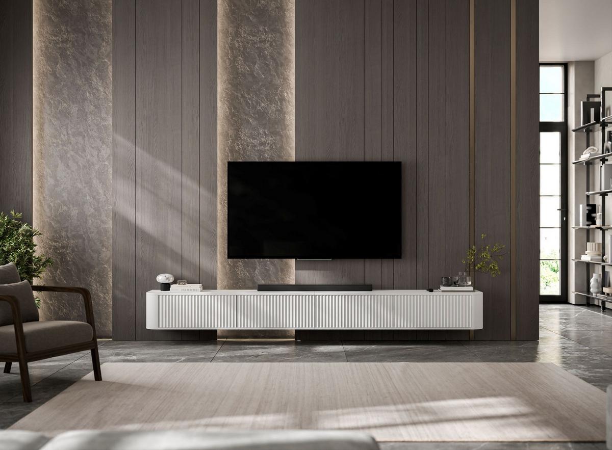 TV-LOWBOARD 2er-Set Aurora Weiß matt 280 cm - Weiß, Holzwerkstoff (280/30/35cm) - Meble Lindner