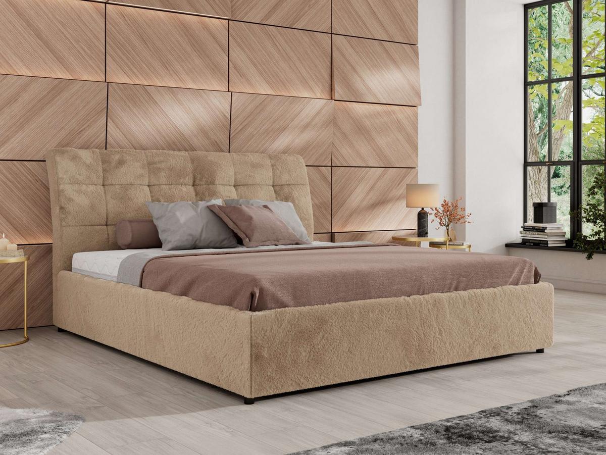 POLSTERBETT GALA CLASSIC 200/200 - Beige Plüsch - ohne Matratze - Beige, Textil (200/200cm) - MKS