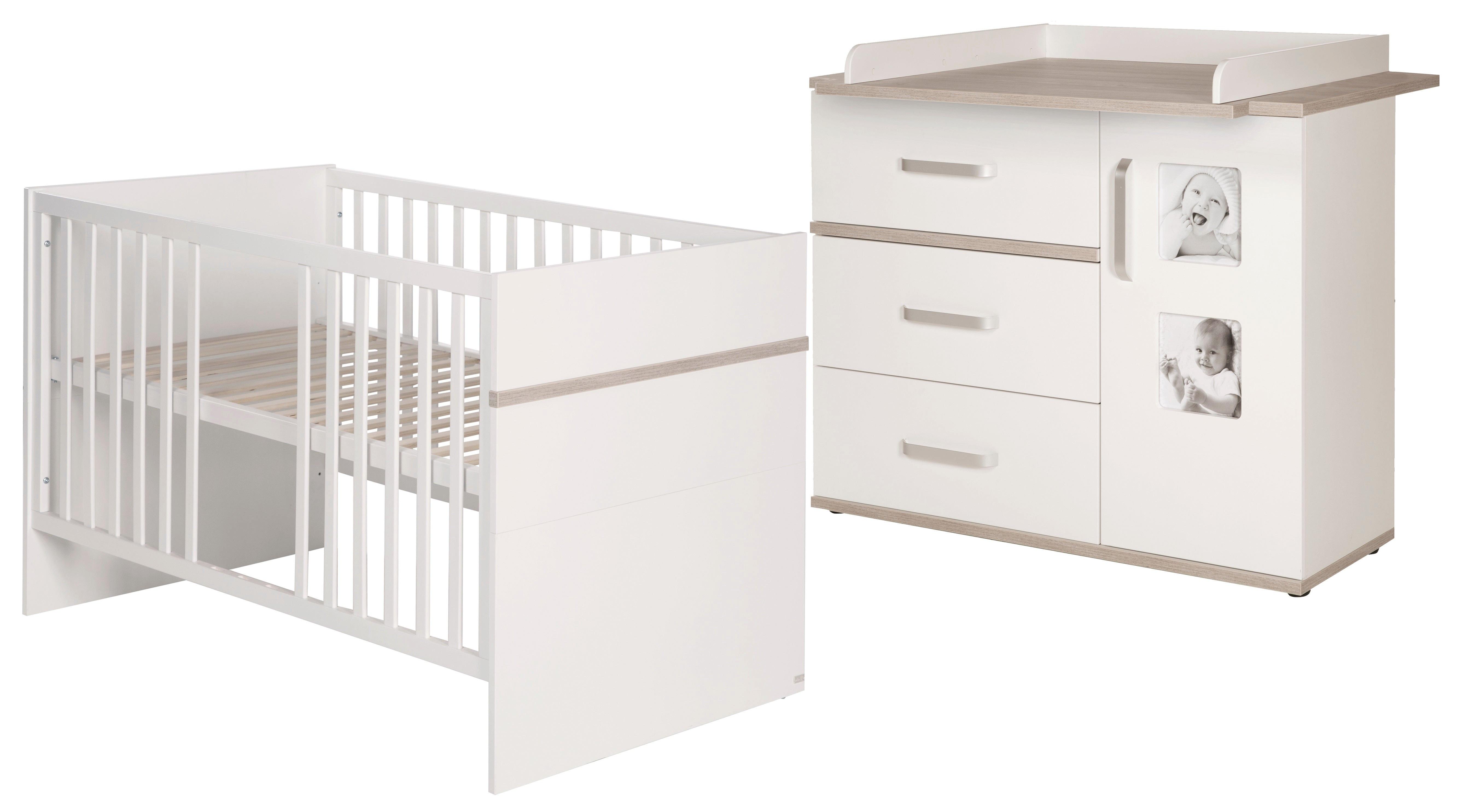 BABYZIMMER-SET Moritz mit breiter Wickelkommode 2-teilig - Weiß, Holzwerkstoff (76/81/142.5cm) - Roba