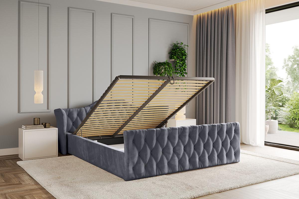 POLSTERBETT mit Bettkasten, Fußteil und Lattenrost, Boxbett ohne Matratze - ZORAN-Z-V1 120x200 Dunkelgrau - Dunkelgrau, Holzwerkstoff/Textil (120/200cm) - ALTDECOR
