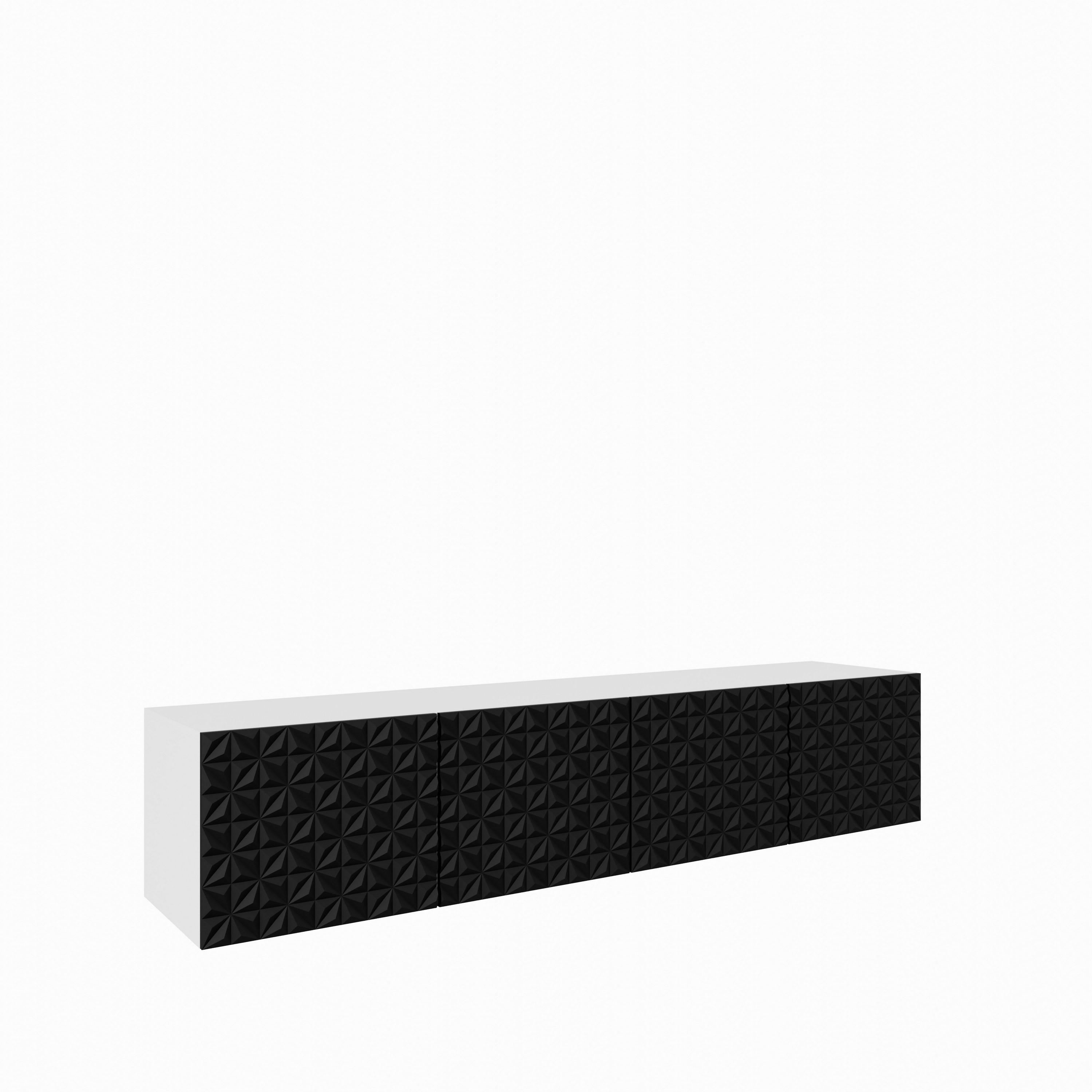 LOWBOARD ROVA 200/41/40 cm, Hängender TV-Schrank Weiß / Schwarz - Schwarz/Weiß, Holzwerkstoff (200/41/40cm) - MASSENO