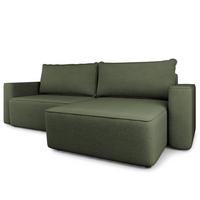 ECKSOFA BELISE CL Olivgrün Veloursstoff mit Schlaffunktion - Olivgrün, Holz/Textil (252/162cm) - MASSENO
