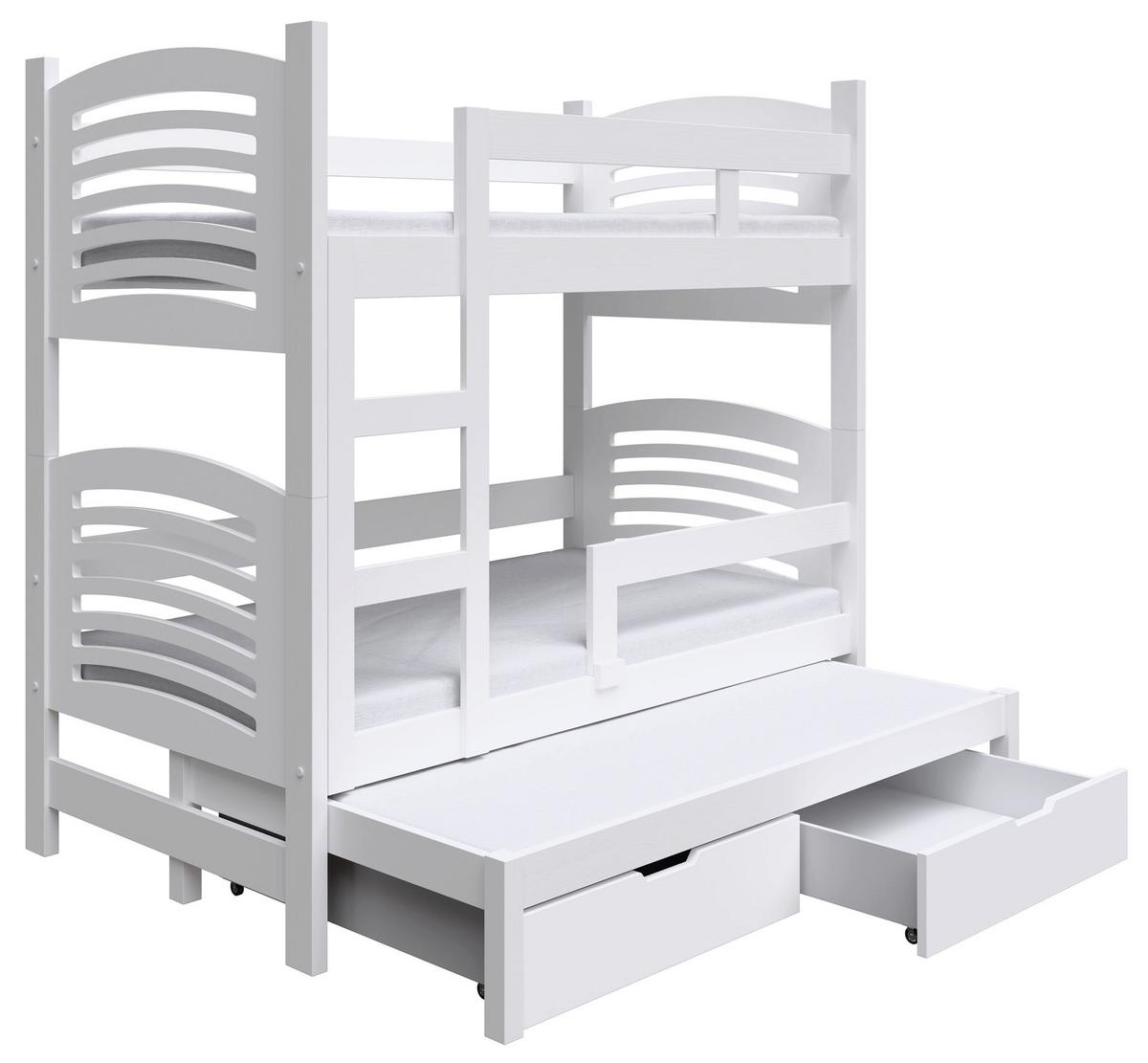 ETAGENBETT FÜR 3 PERSONEN Cami 75x180 cm - Weiß, Holz (75/180cm) - Selsey
