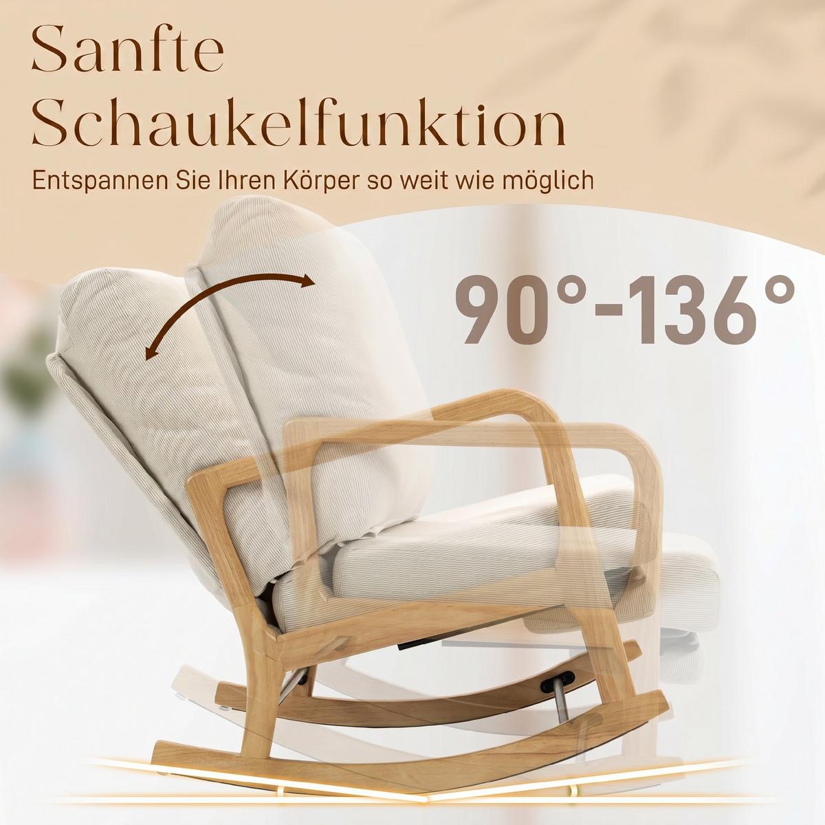 SCHAUKELSESSEL Polyester Cremeweiß - Creme/Naturfarben, Holz/Textil (70/97.5/89cm) - HOMCOM