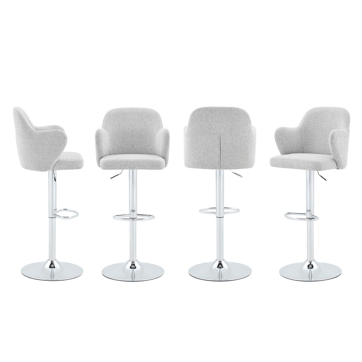 BARHOCKER 2er Set Stoff Hellgrau Höhenverstellbar Drehbar mit Armlehnen - Hellgrau, Textil (45/118/37.6cm) - Urban Meuble