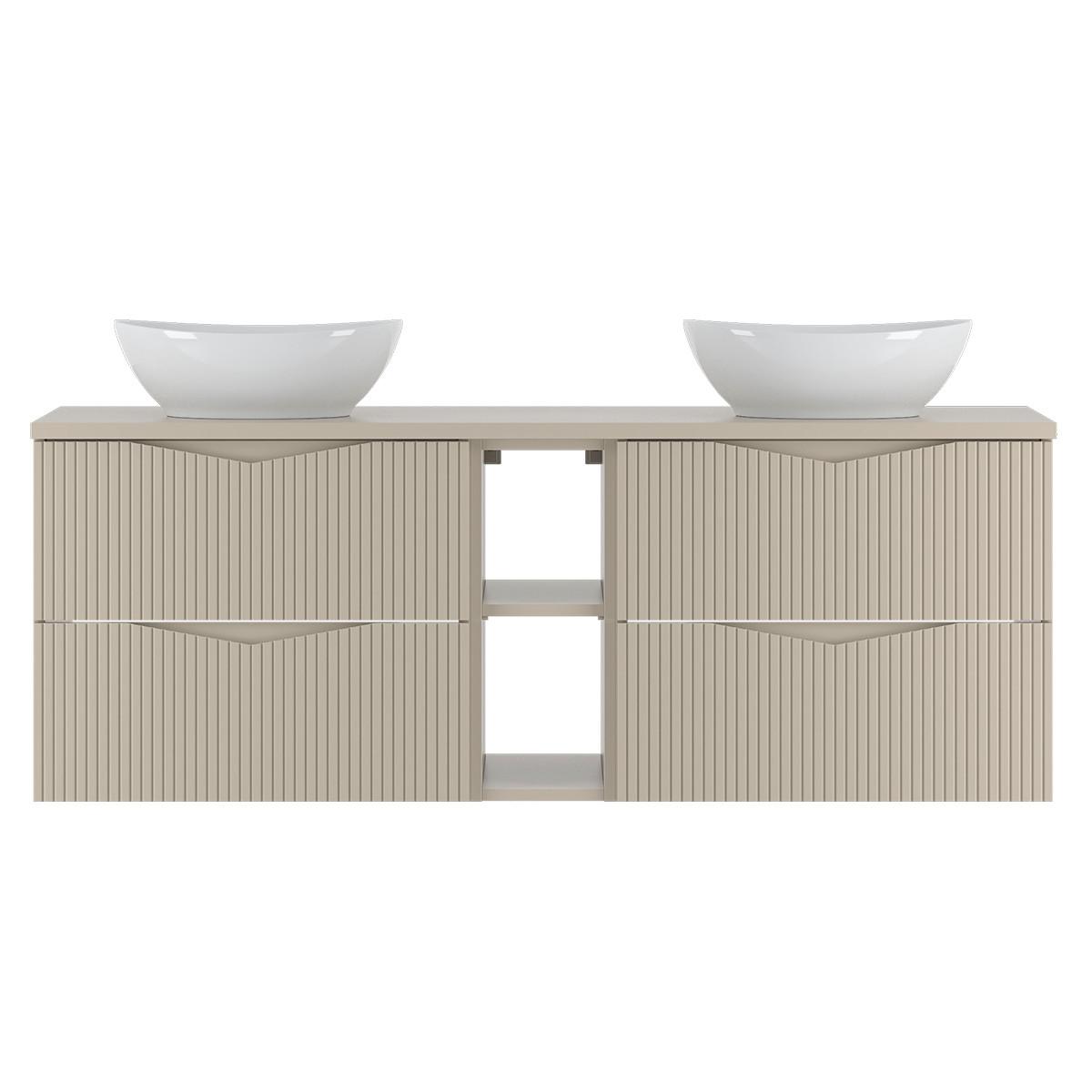 DOPPELWASCHTISCH 140.6cm Tao Kaschmir - Beige, Holzwerkstoff (140.6/52.2/46.5cm) - Petits-meubles