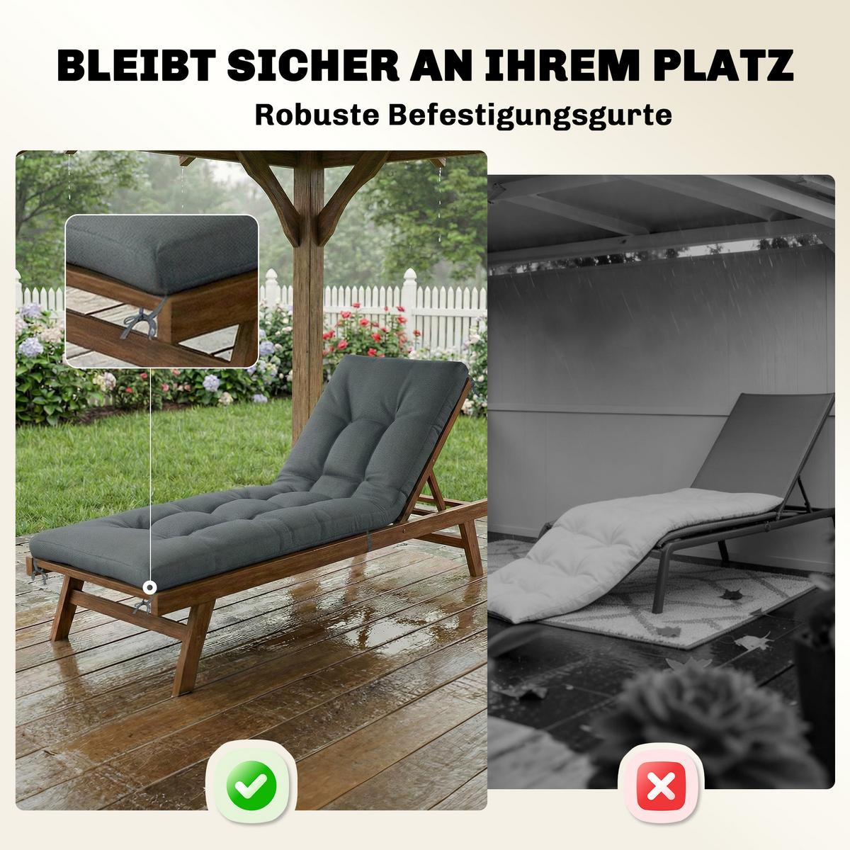 SITZKISSEN aus Polyester & PP-Baumwolle Dunkelgrau - Dunkelgrau, Textil (65/13/198cm) - Outsunny