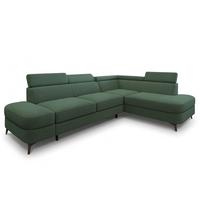 ECKSOFA AVISE Q R-S Grün Boucle-Stoff mit Schlaffunktion - Grün, Holzwerkstoff/Textil (268/195cm) - MASSENO