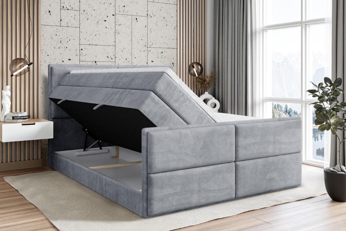 BOXSPRINGBETT AURA-Z KING - 180 x 200 - H3/H4 - Grau - Grau, Holzwerkstoff (180/200cm) - ALTDECOR