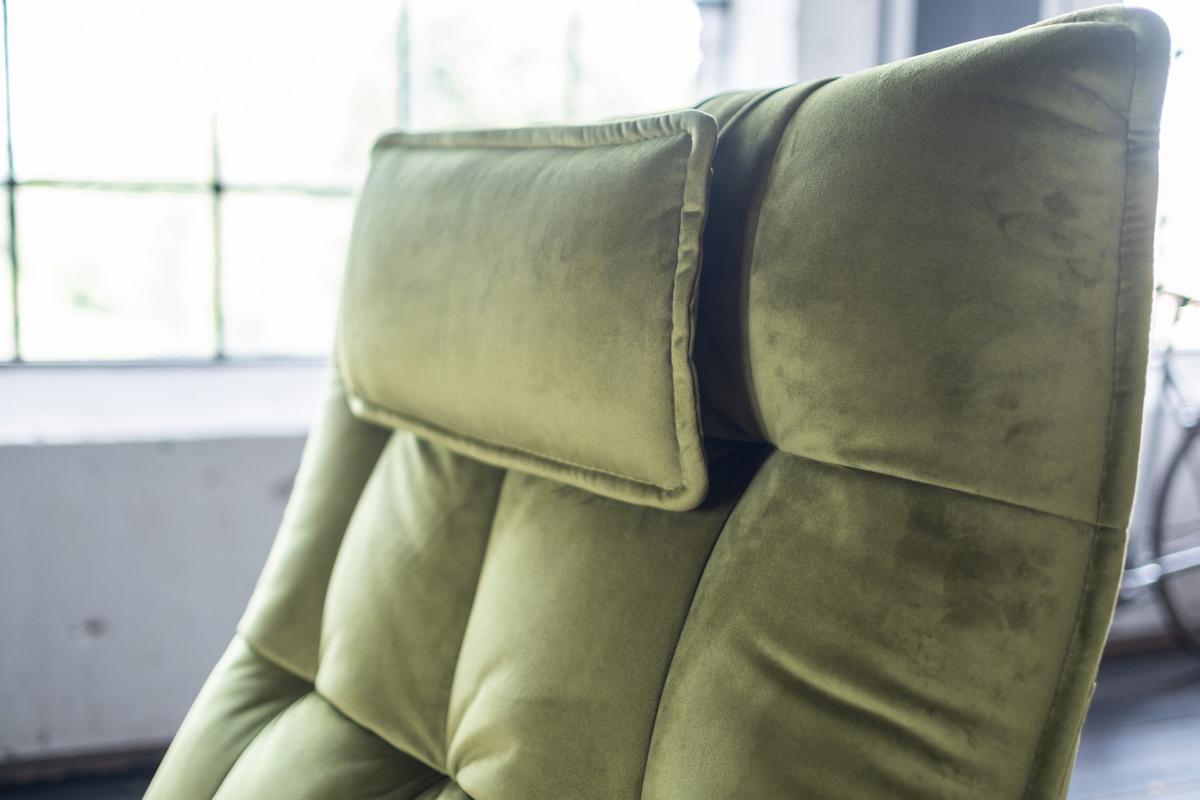 RELAXSESSEL MIKO Grün Velvet Relaxfunktion - Schwarz/Grün, Textil/Metall (75/115/94cm) - KAWOLA