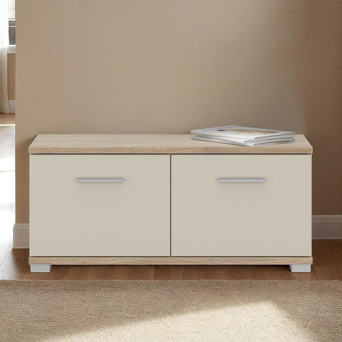 SITZBANK BILBAO Cremona Eiche/Kaschmir - Kaschmir/Sonoma Eiche, Holzwerkstoff (90/40/34cm) - IDIMEX