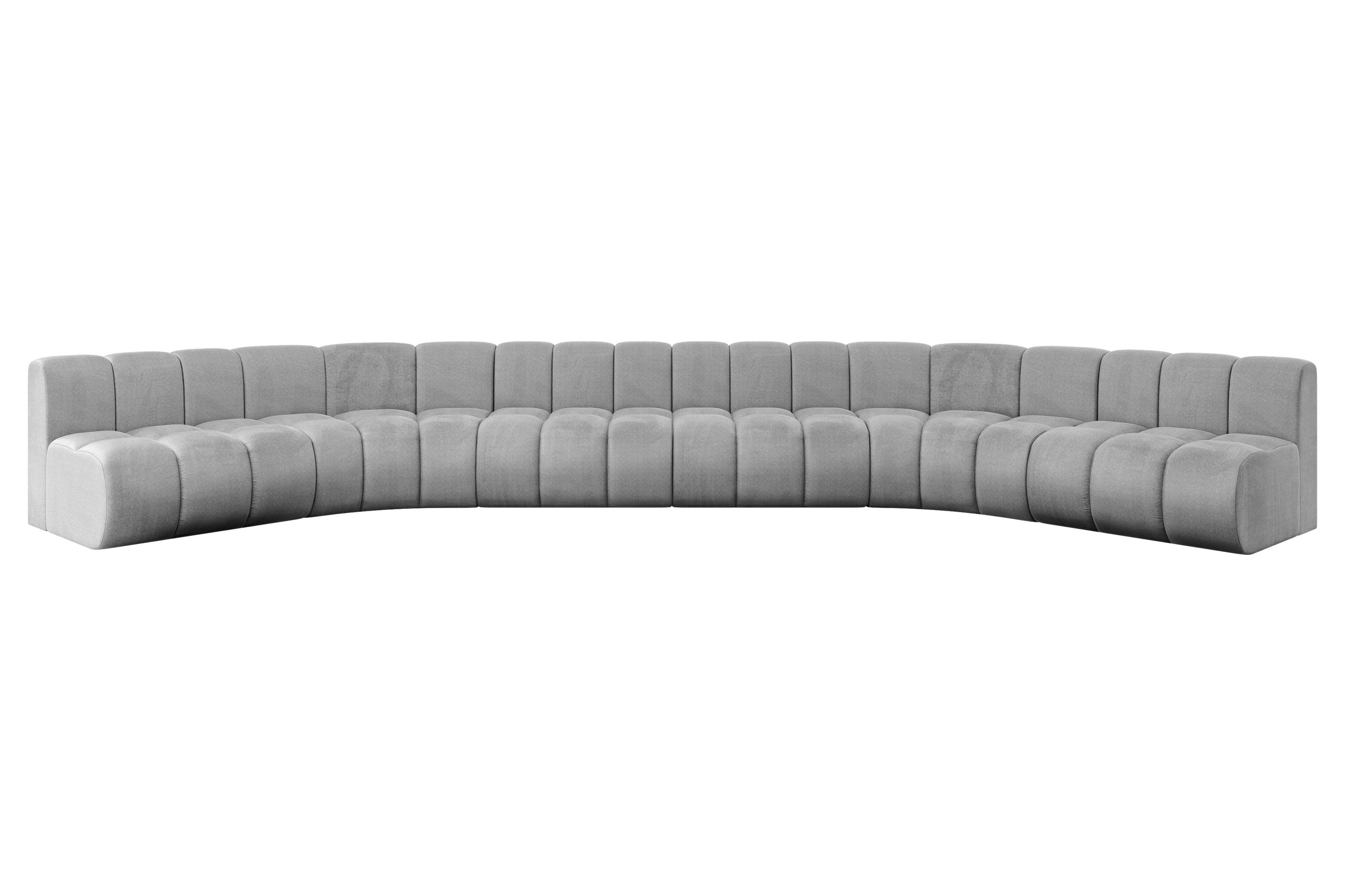 WOHNLANDSCHAFT modulares Sofa Montra-U2 - 581x174x70 cm Grau - Hellgrau, Holzwerkstoff/Textil (581/70/174cm) - ALTDECOR