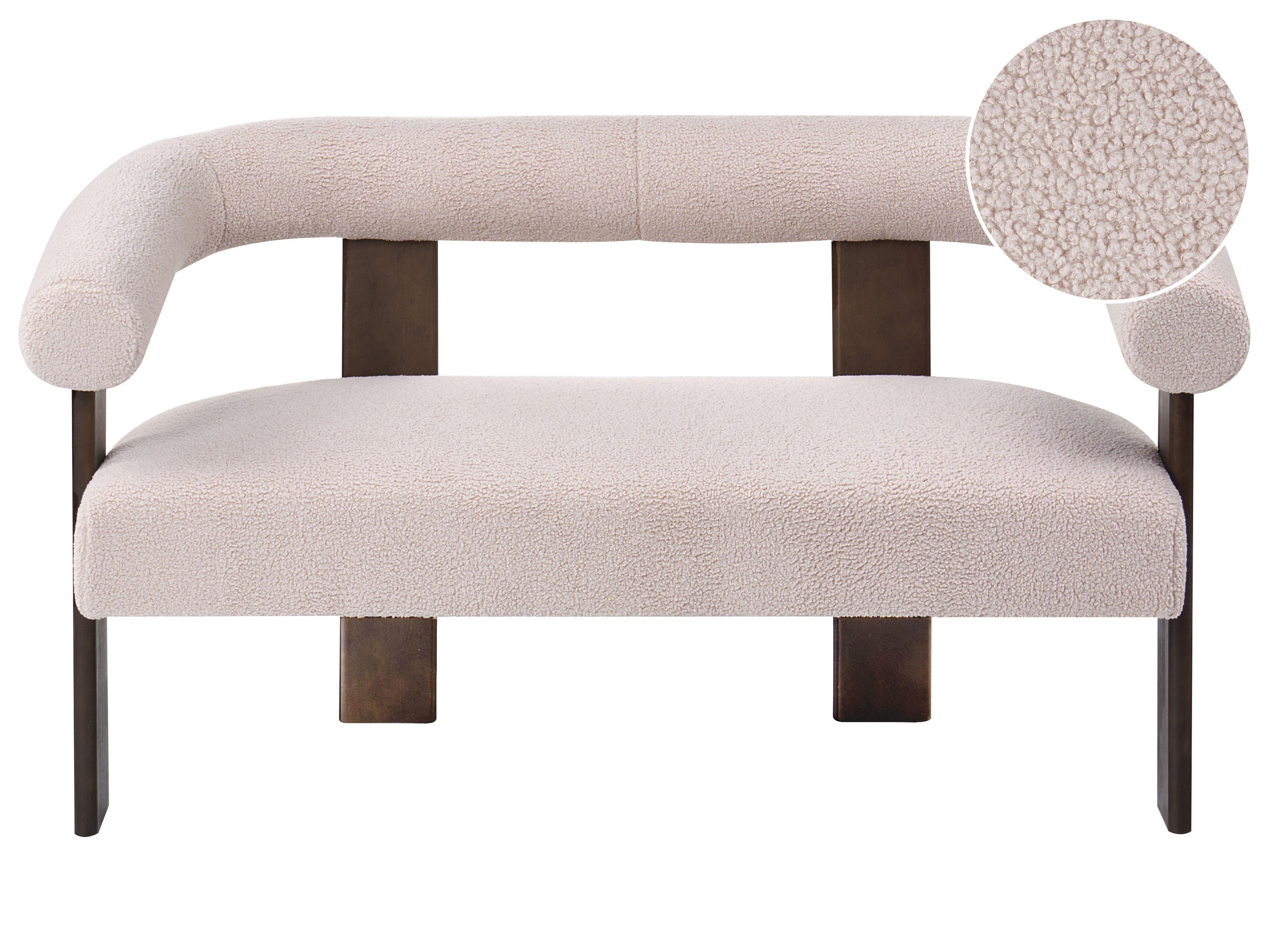 2-SITZER-SOFA Bouclé Dunkelbraun/Beige Ilbro - Beige, Textil (138/76/68cm) - Beliani